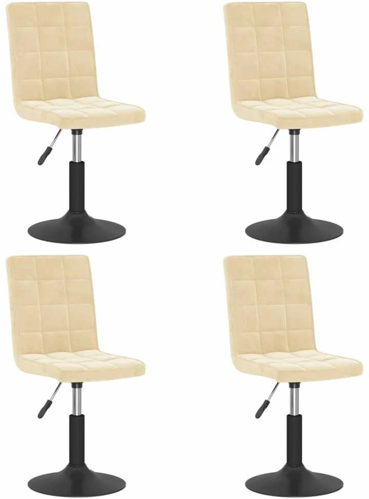 Pasukamos valgomojo kėdės, 4vnt., kreminės spalvos, aksomas