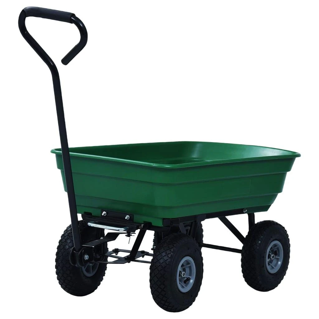 Paverčiamas rankinis sodo vežimėlis, žalios spalvos, 300kg, 75l