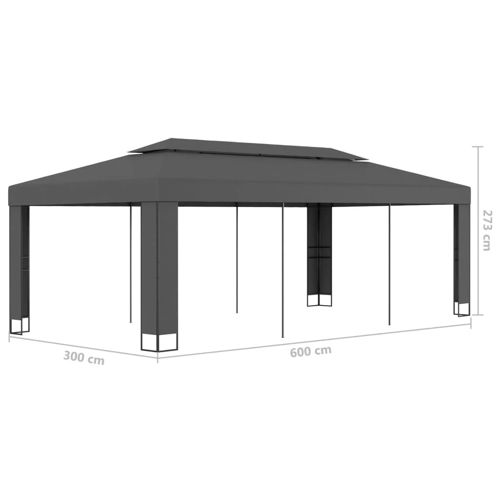 Pavėsinė su dvigubu stogu, 3x6m, antracito spalvos