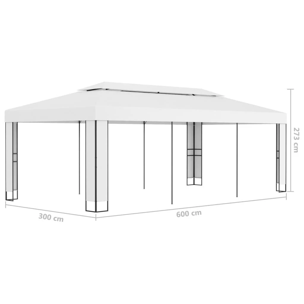 Pavėsinė su dvigubu stogu, baltos spalvos, 3x6m