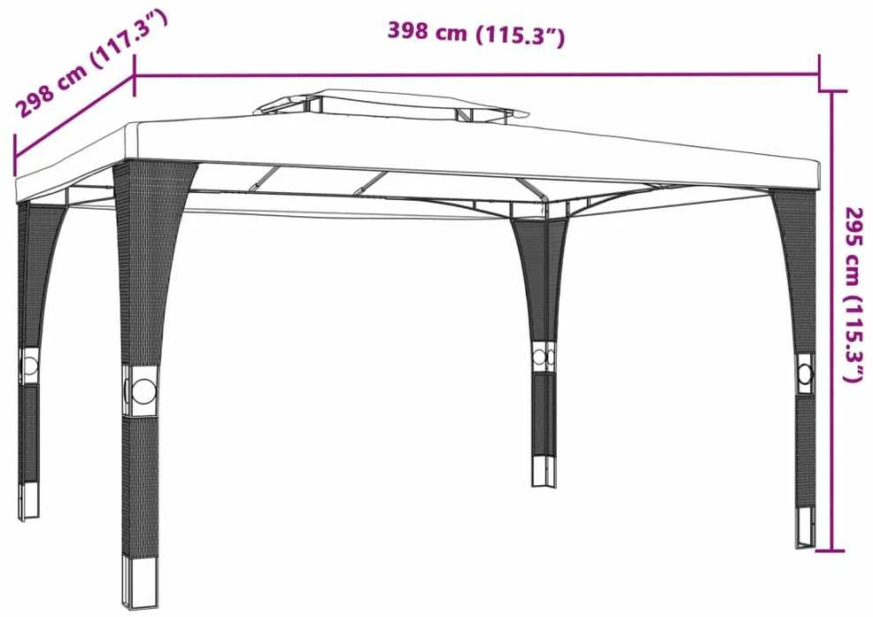 Pavėsinė su dvigubu stogu, antracito, 3,98x2,98m, plienas