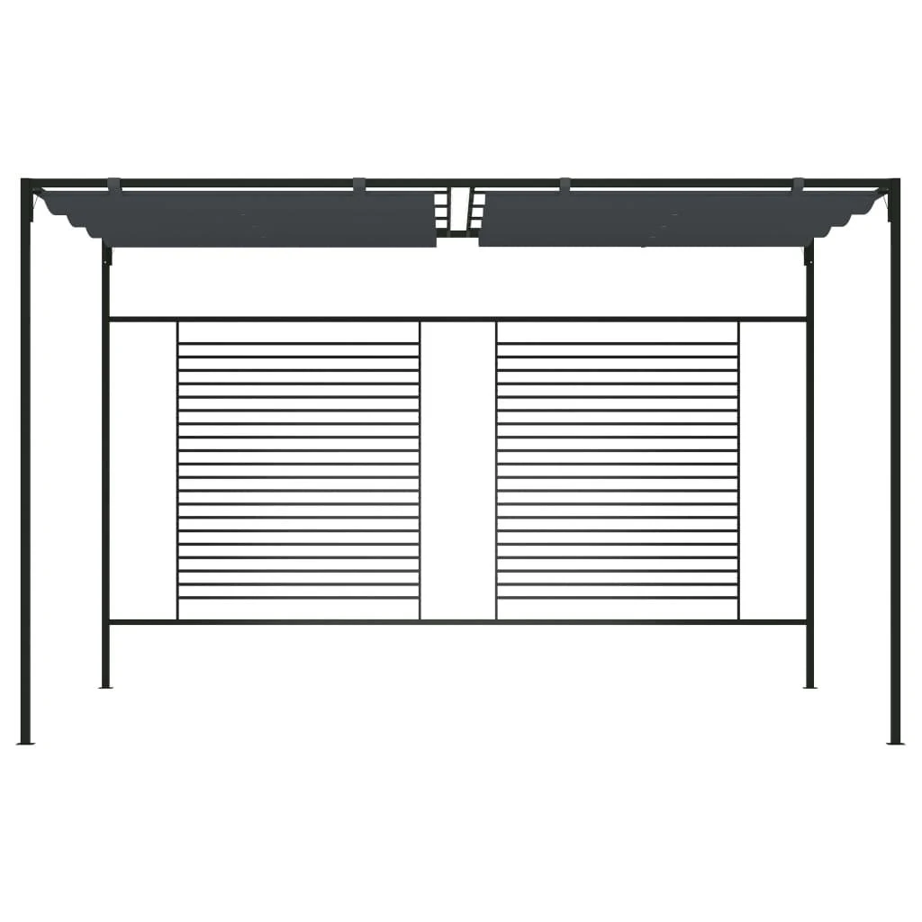 Pavėsinė su įtraukiamu stogu, antracito, 4x3x2,3m, 180g/m²
