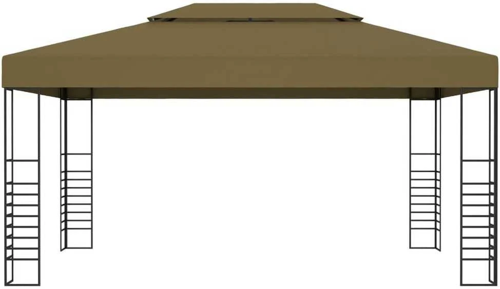 Pavėsinė su lempučių girliandomis LED, taupe, 3x4m, 180g/m²
