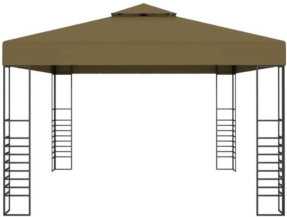 Pavėsinė su lempučių girliandomis LED, taupe, 3x4m, 180g/m²