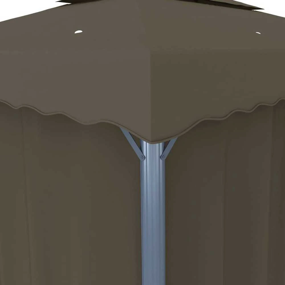 Pavėsinė su lemputėmis ir užuolaidomis LED, taupe, 4x3m