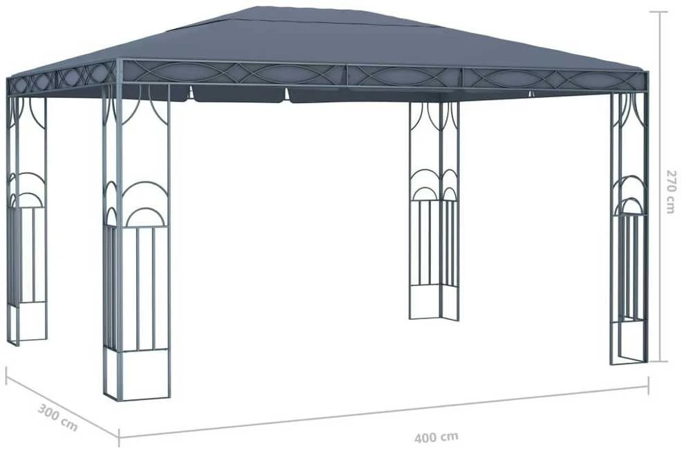 Pavėsinė su lemputėmis LED, antracito, 400x300 cm
