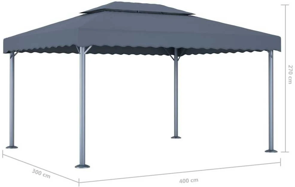Pavėsinė su lemputėmis LED, antracito, 400x300cm
