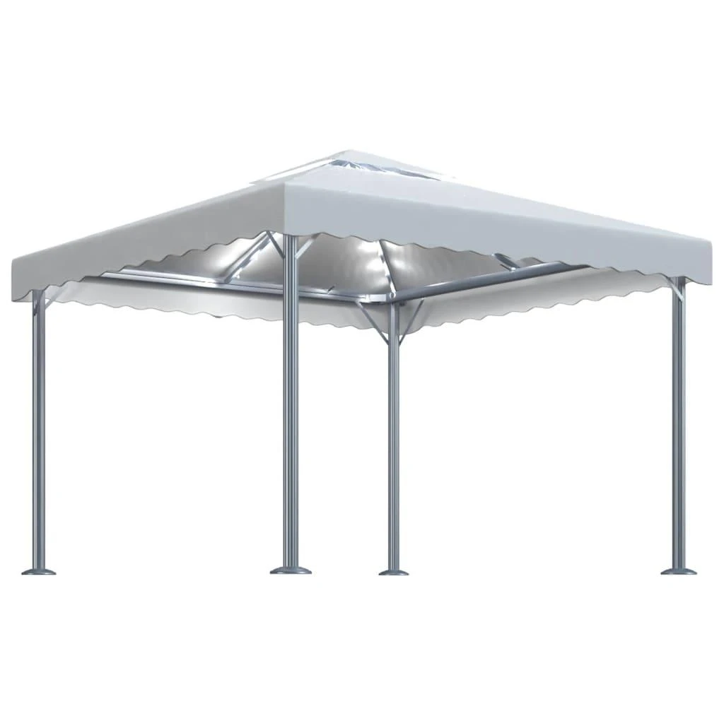 Pavėsinė su lemputėmis LED, kreminė, 300x300cm