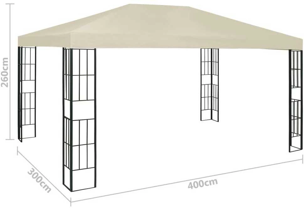 Pavėsinė su lemputėmis LED, kreminė, 3x4m