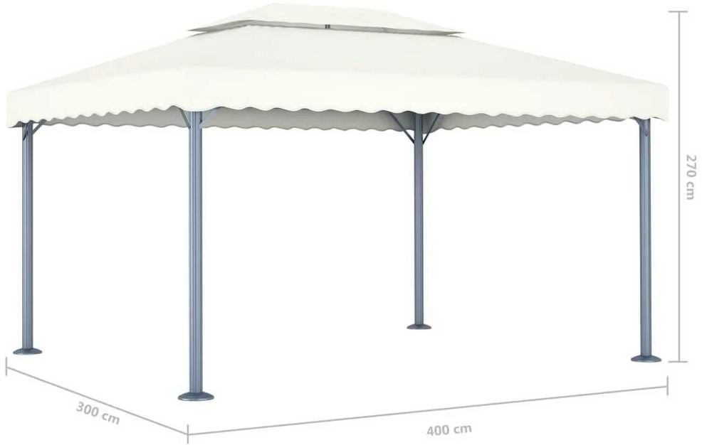 Pavėsinė su lemputėmis LED, kreminė, 400x300cm