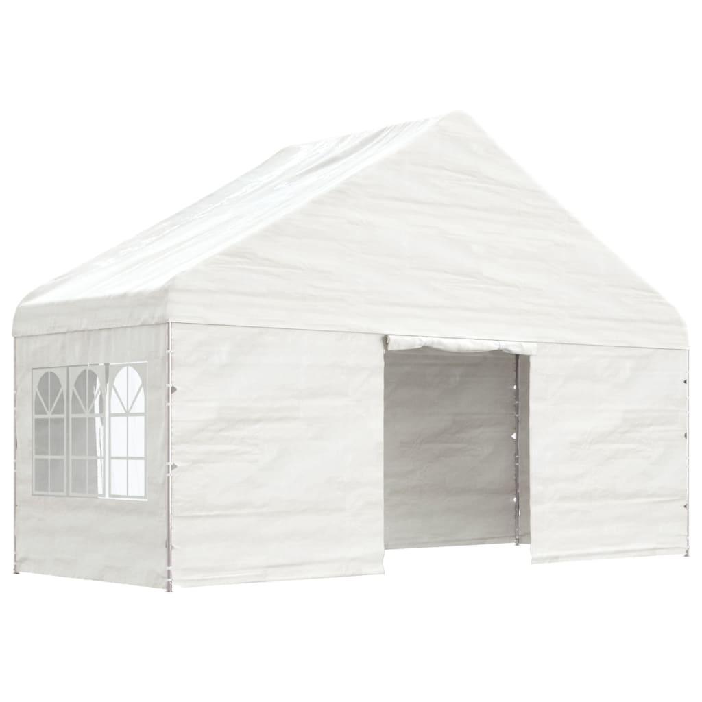 Pavėsinė su stogu, balta, 5,88x2,23x3,75m, polietilenas, modelis ...