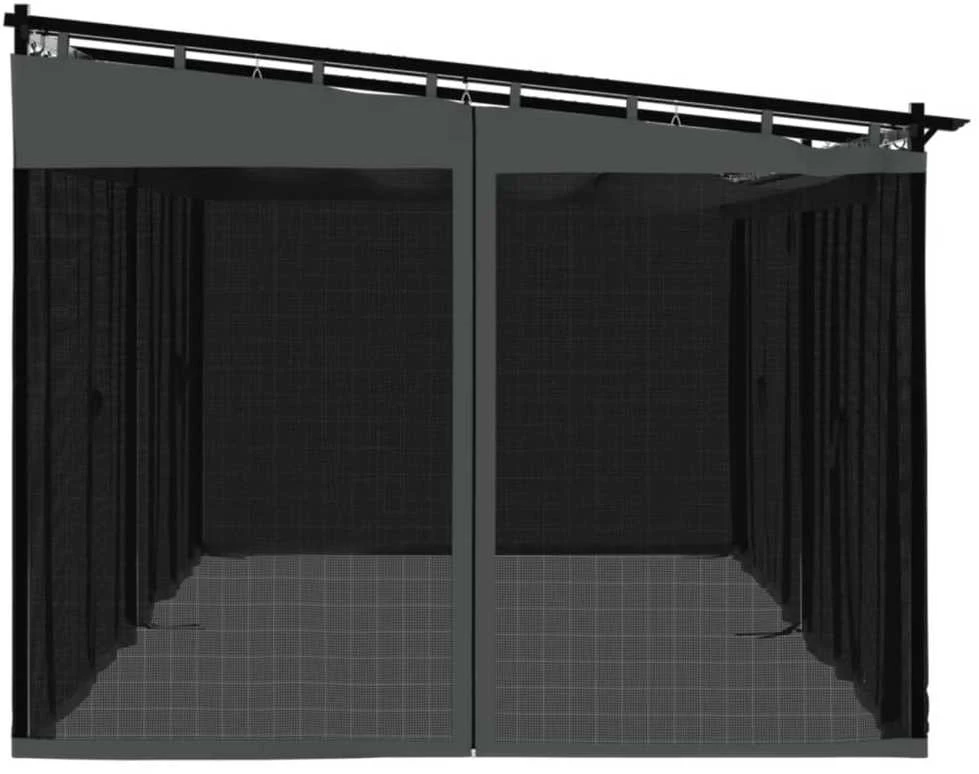 Pavėsinė su tinkleliais, antracito spalvos, 6x4m, plienas