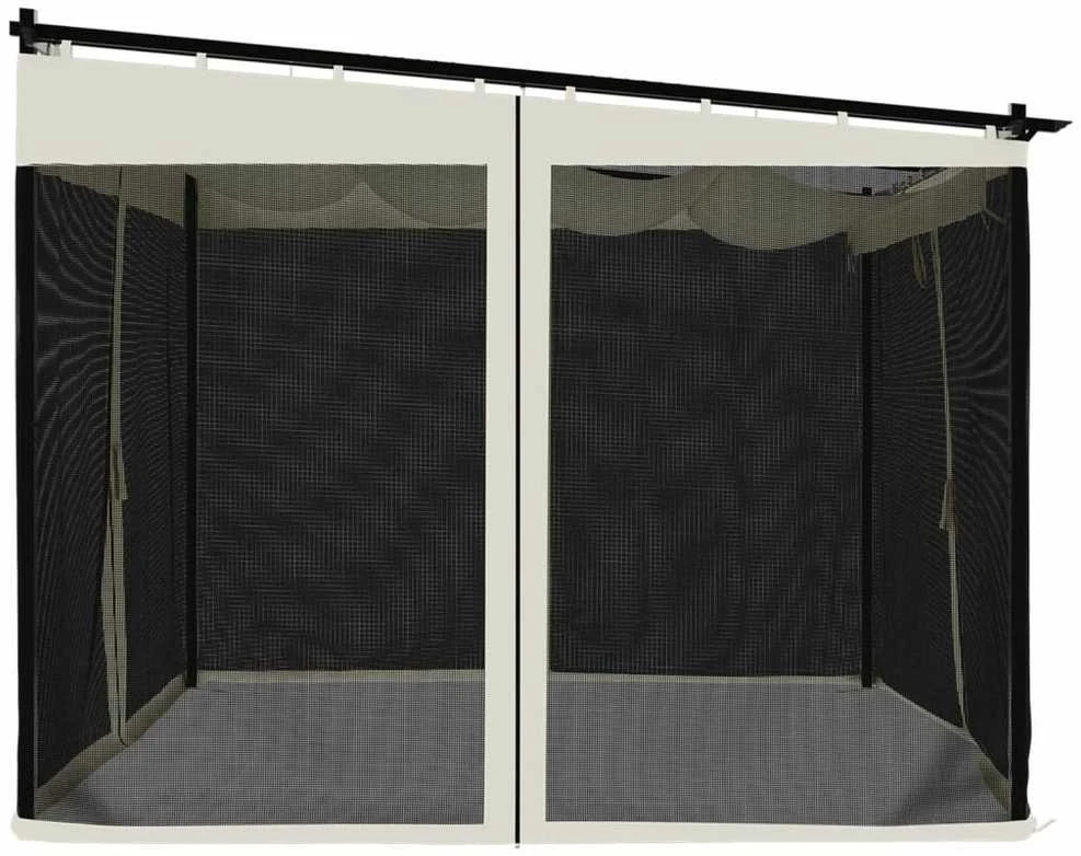 Pavėsinė su tinklelio sienelėmis, kreminės, 3x3m, plienas