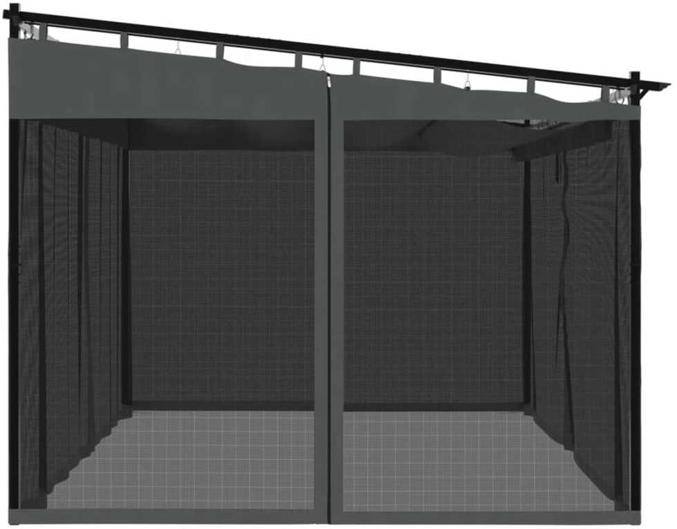 Pavėsinė su tinklinėmis sienelėmis, antracito, 4x3m, plienas