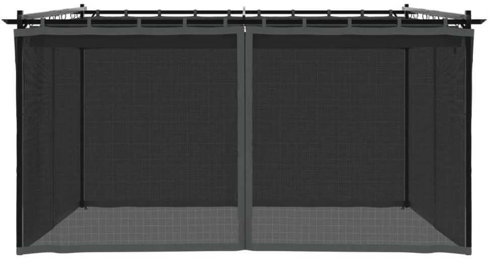 Pavėsinė su tinklinėmis sienelėmis, antracito, 4x3m, plienas