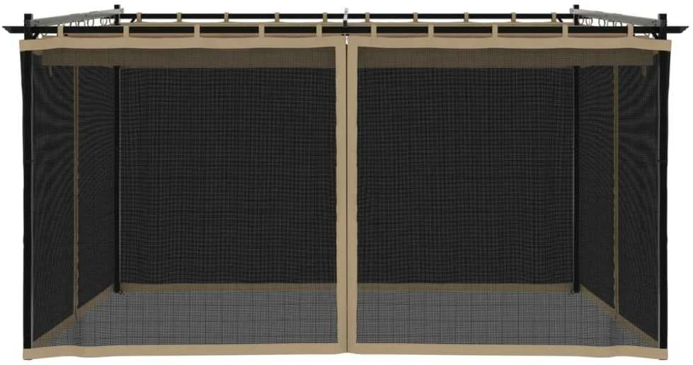 Pavėsinė su tinklinėmis sienelėmis, taupe, 4x3m, plienas