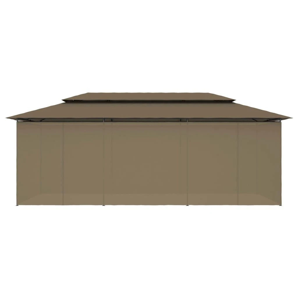 Pavėsinė su užuolaidomis, taupe, 600x298x270cm, 180g/m²