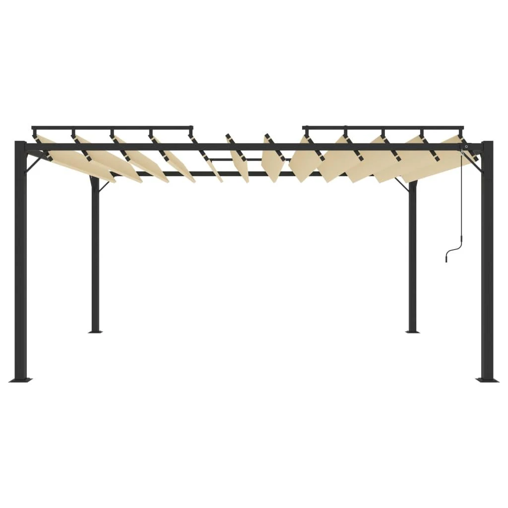 Pavėsinė su žaliuzių stogu, kreminė, 3x4m, audinys/aliuminis
