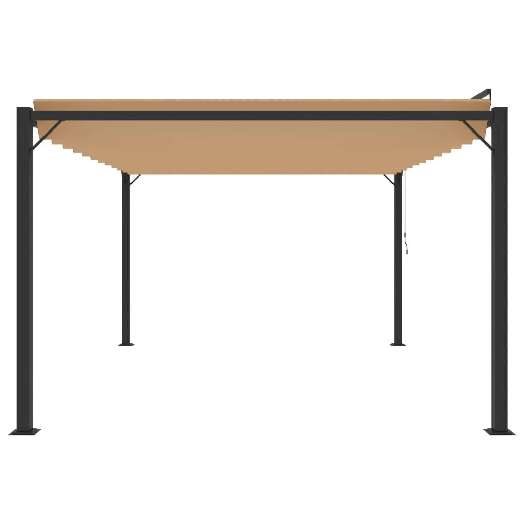 Pavėsinė su žaliuzių stogu, taupe, 3x4m, audinys/aliuminis