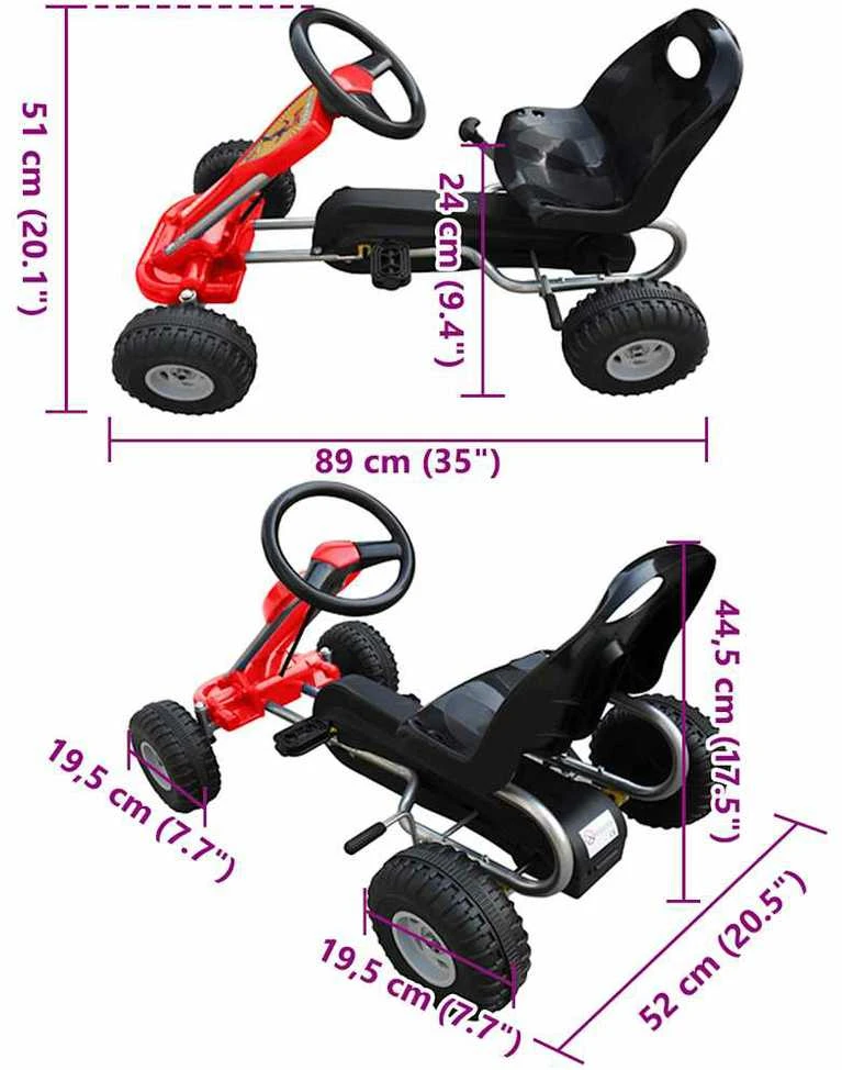 Pedalais minamas kartingas, raudonas