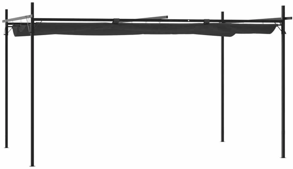 Pergolė su ištraukiamu stogu, antracito spalvos, 395x292x230cm
