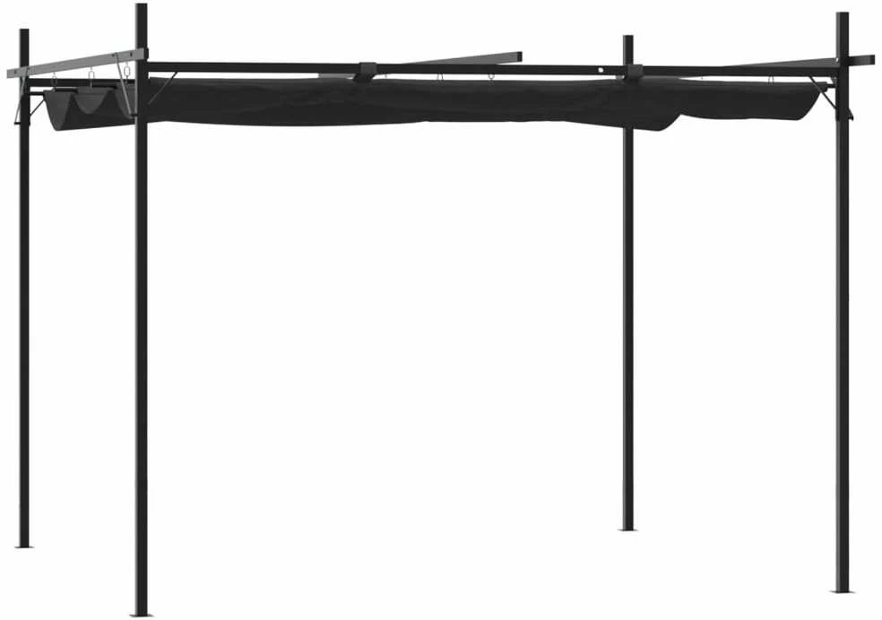 Pergolė su ištraukiamu stogu, antracito spalvos, 295x292x230cm
