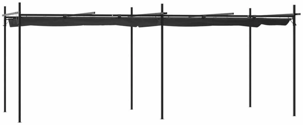 Pergolė su ištraukiamu stogu, antracito spalvos, 589x292x230cm