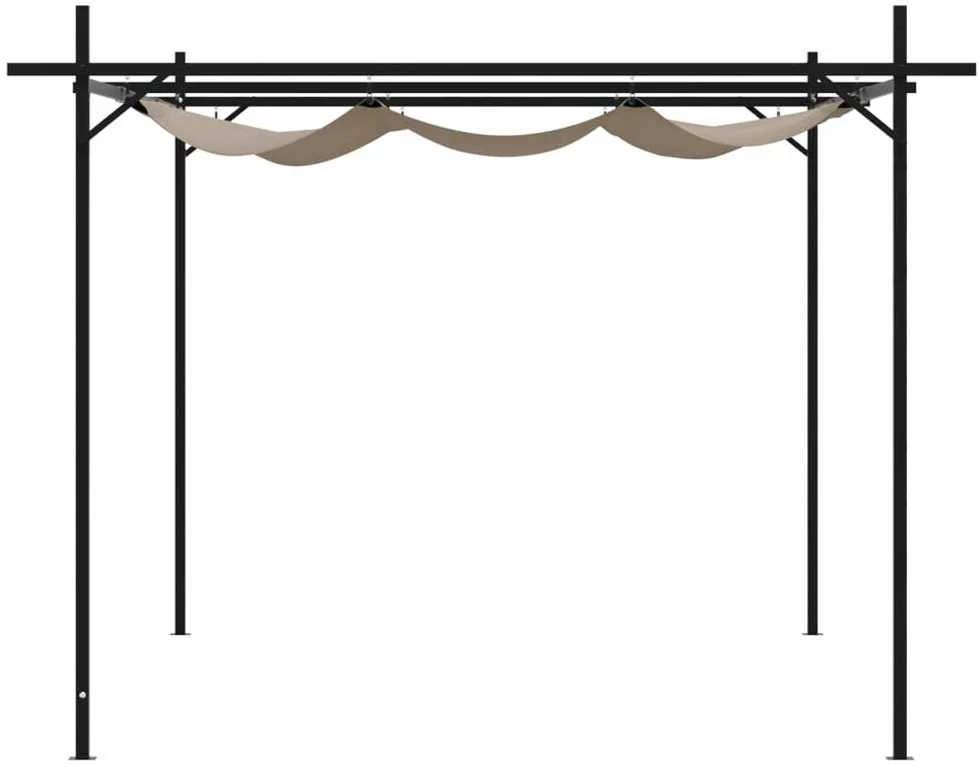 Pergolė su ištraukiamu stogu, taupe spalvos, 395x292x230cm