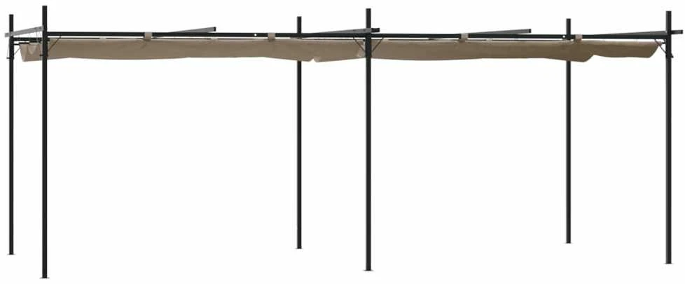 Pergolė su ištraukiamu stogu, taupe spalvos, 589x292x230cm