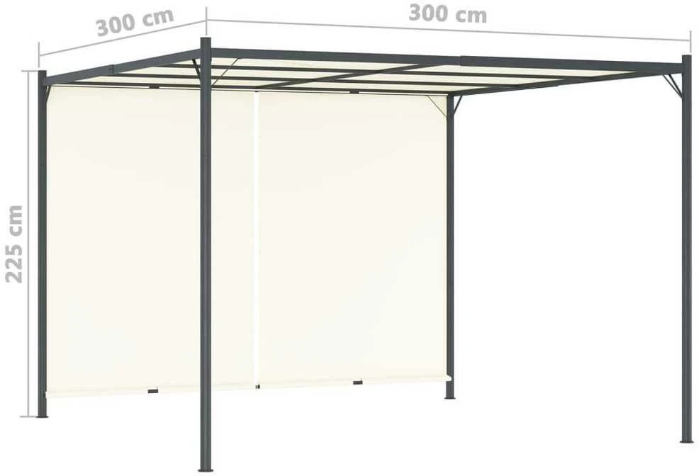 Pergolė su reguliuojamu stogu, kreminė balta, 3x3m, plienas