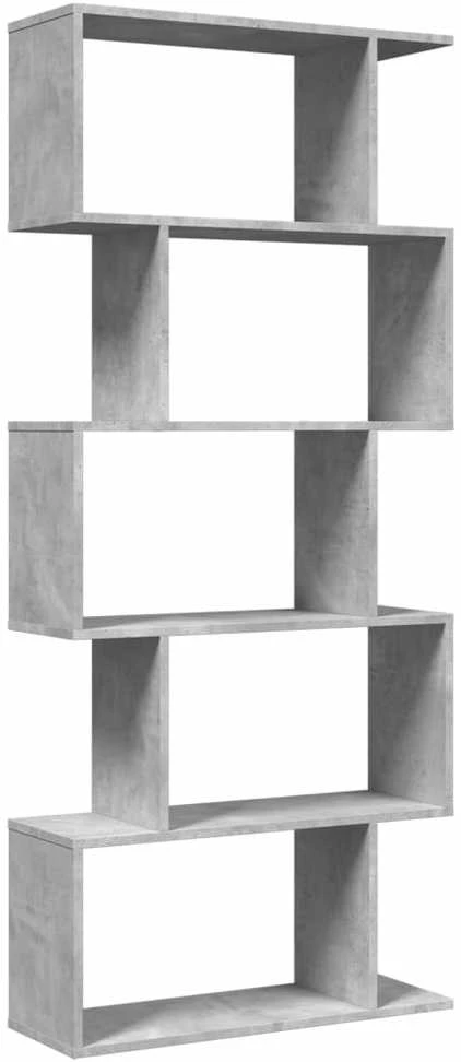 Pertvara/knygų spinta, betono pilka, 70x24x161cm, 5 pakopų