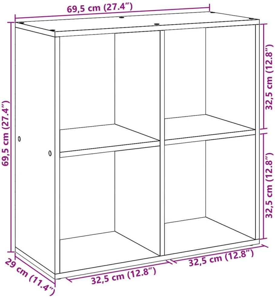 Pertvara/knygų spinta, medienos, 69,5x29x69,5cm, mediena