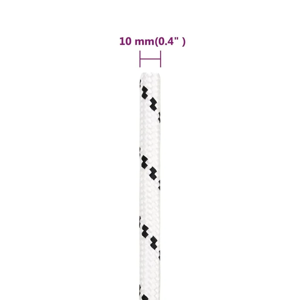Pinta valties virvė, baltos spalvos, 10mmx25m, poliesteris