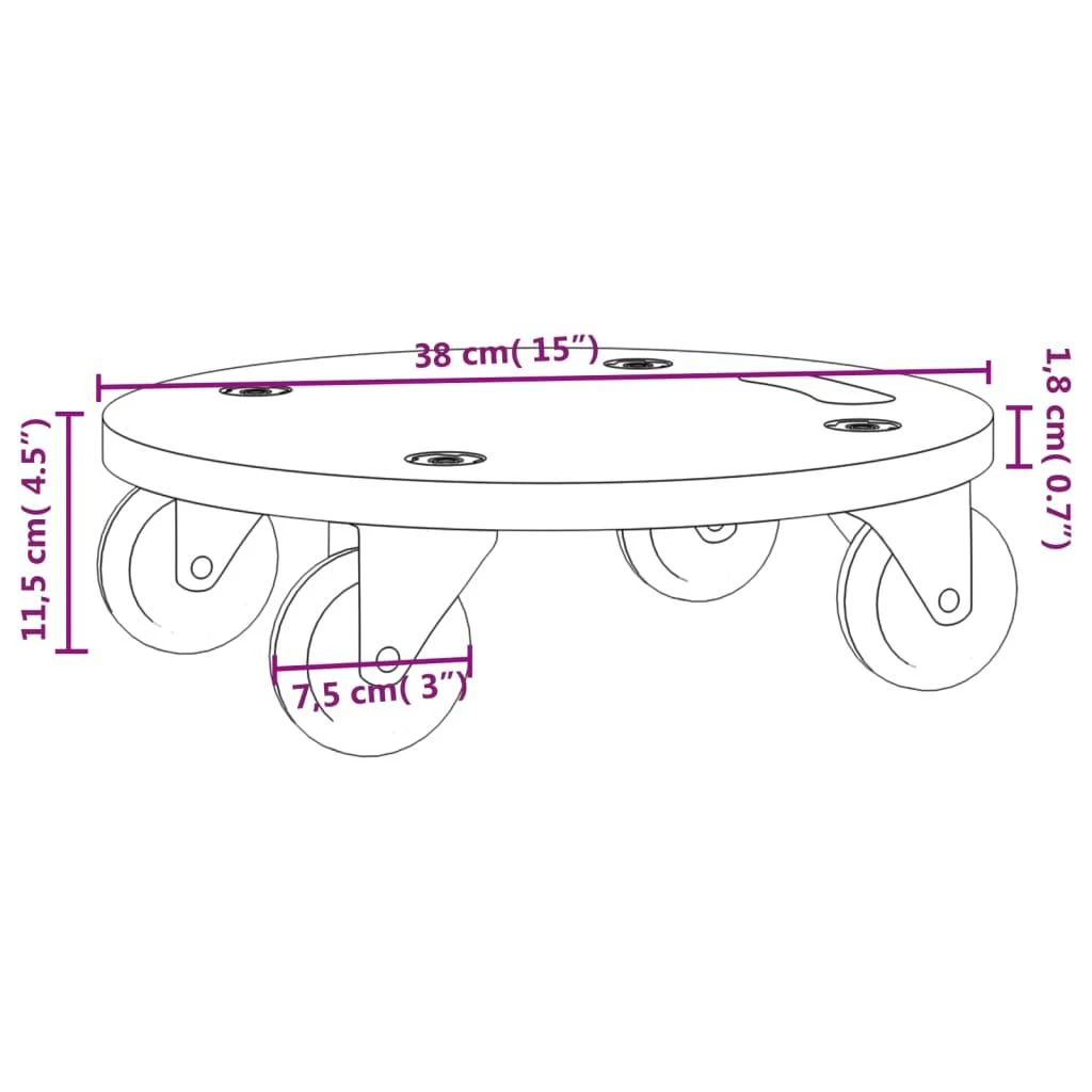Transportavimo vežimėliai, 2vnt., 38x11,5cm, apskriti, 250kg