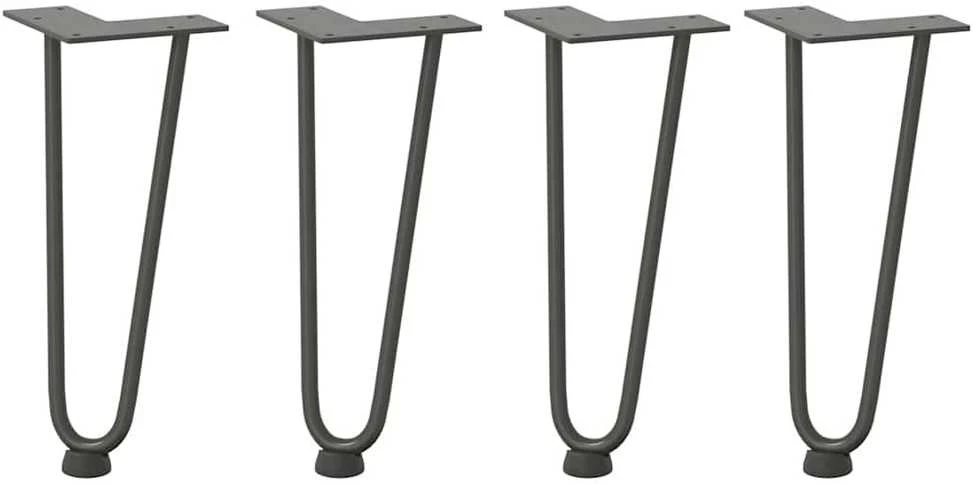 Kavos staliuko kojelės, 4 vnt., antracito spalvos, 30 cm, plienas, segtukai