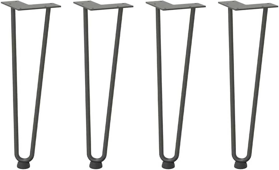 Kavos staliuko kojelės, 4 vnt., antracito spalvos, 42 cm, plienas, segtukai