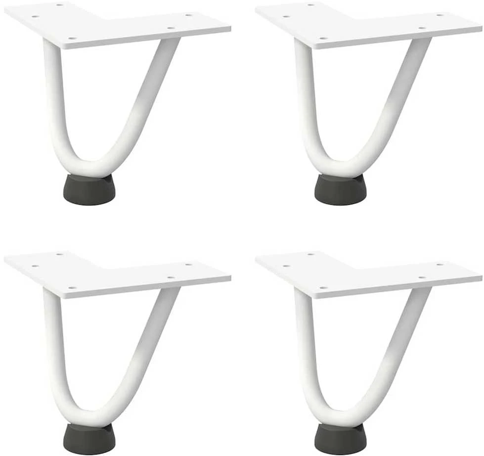 Kavos staliuko kojelės, 4 vnt., baltos, 10 cm, plienas, segtukai