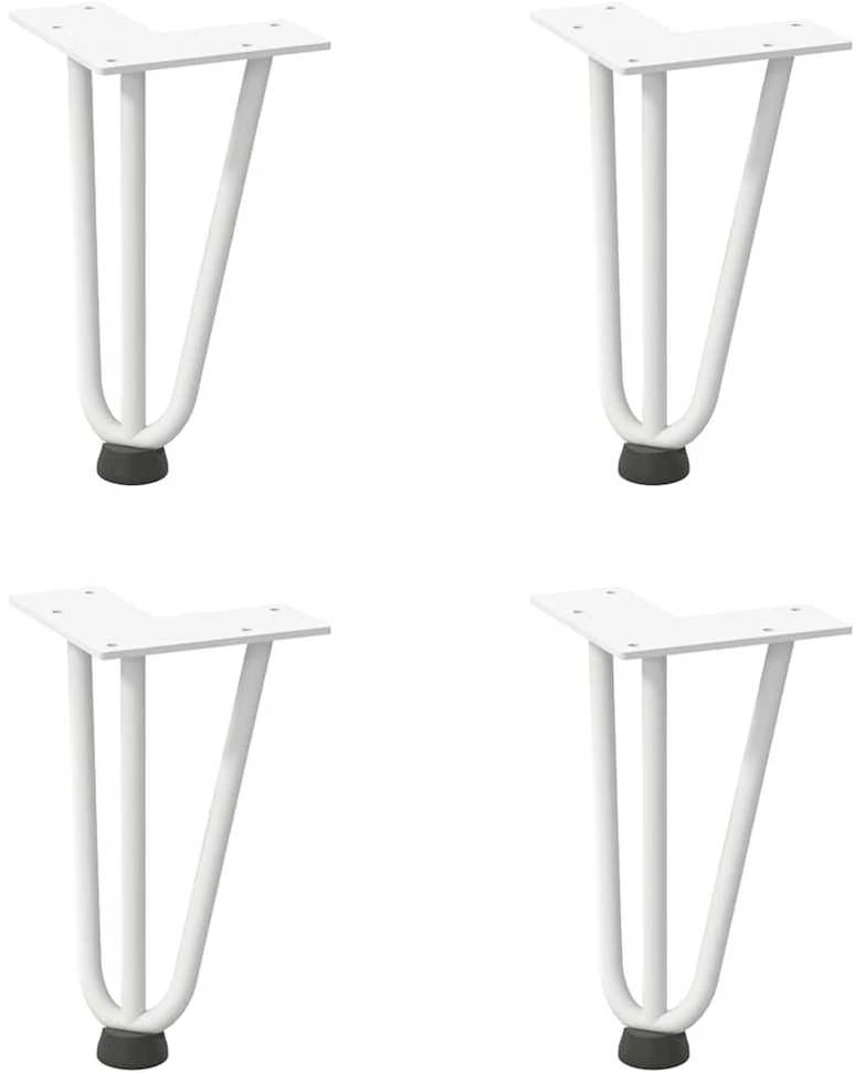 Kavos staliuko kojelės, 4 vnt., baltos, 20 cm, plienas, segtukai