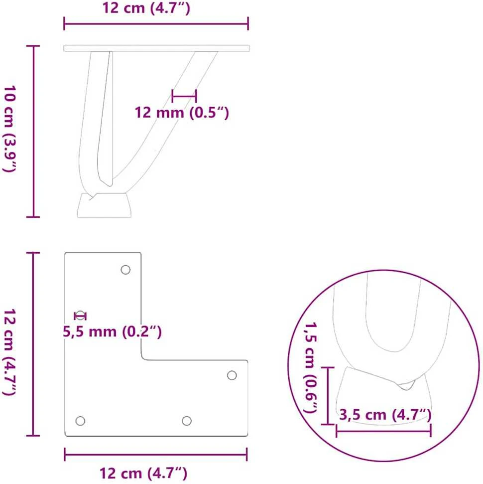 Kavos staliuko kojelės, 4 vnt., baltos, 10 cm, plienas, segtukai