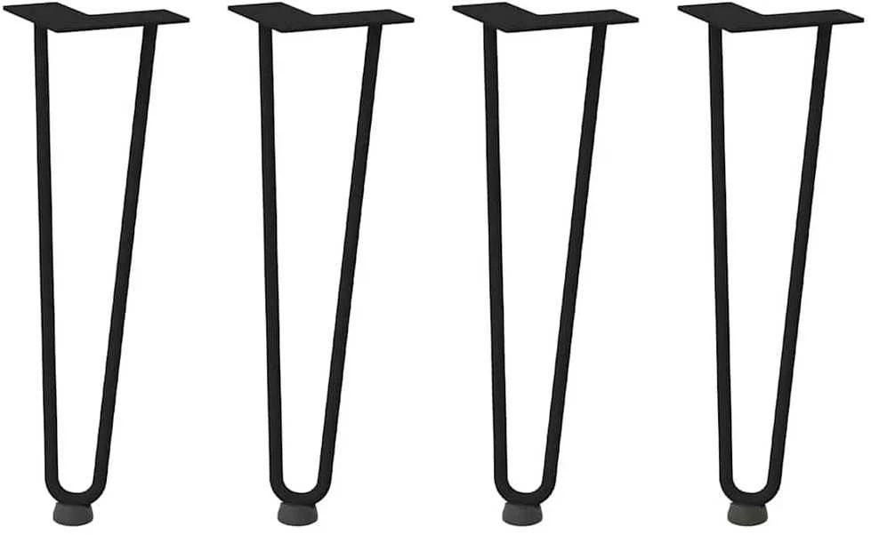 Kavos staliuko kojelės, 4 vnt., juodos, 42 cm, plienas, segtukai