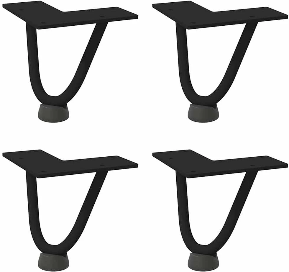 Kavos staliuko kojelės, 4 vnt., juodos, 10 cm, plienas, segtukai