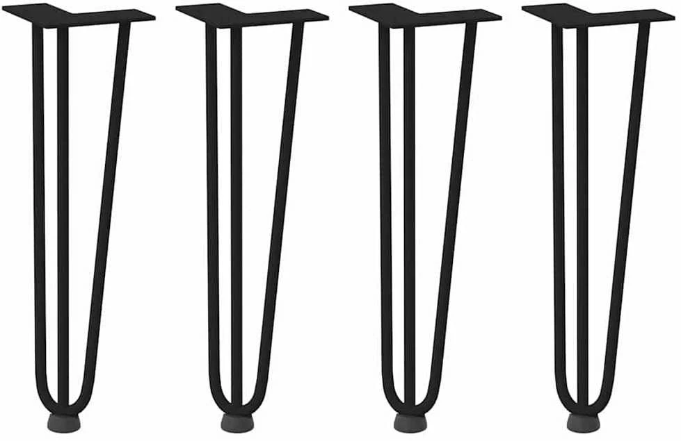 Kavos staliuko kojelės, 4 vnt., juodos, 42 cm, plienas, segtukai