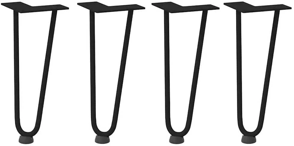Kavos staliuko kojelės, 4 vnt., juodos, 30 cm, plienas, segtukai