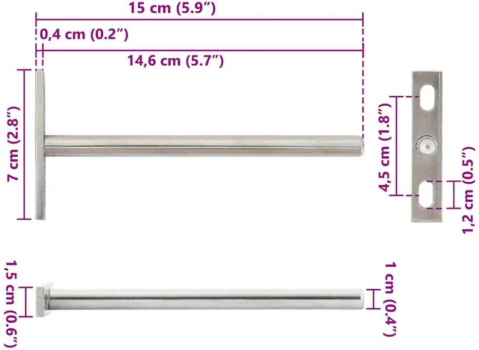 Plūduriuojančių lentynų laikikliai, 12 vnt., Ø10x150 mm, plieno