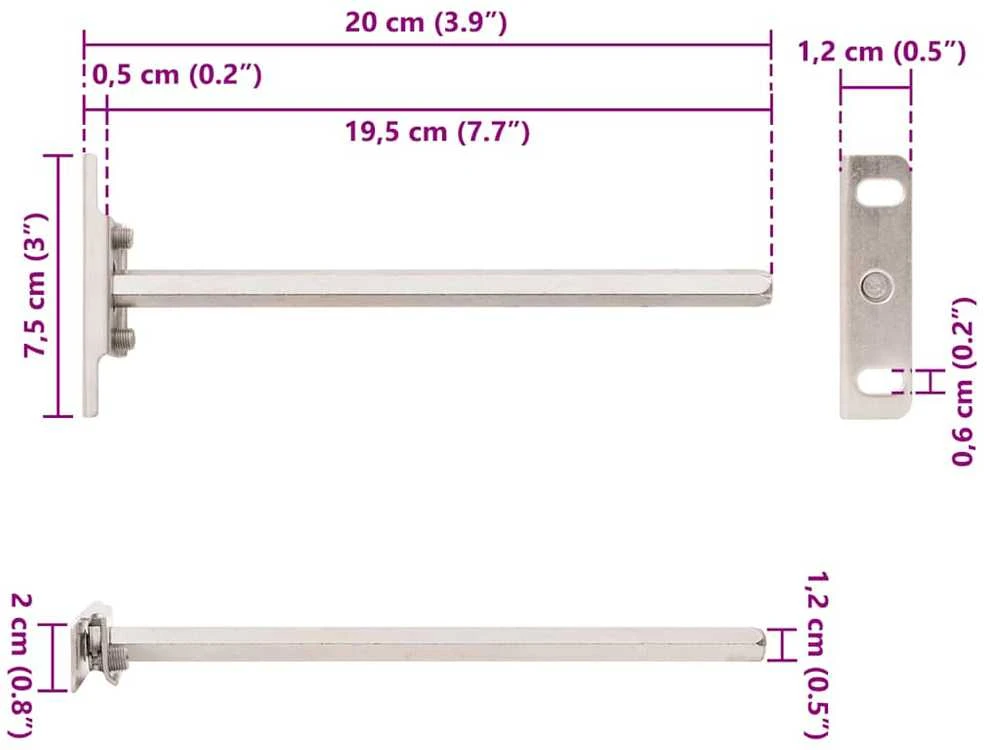 Plūduriuojančių lentynų laikikliai, 12 vnt., Ø12x200 mm, plieno