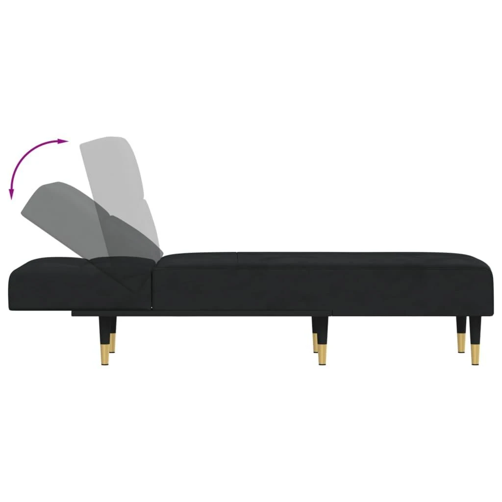 Sofa Poilsio gultas, juodos spalvos, aksomas