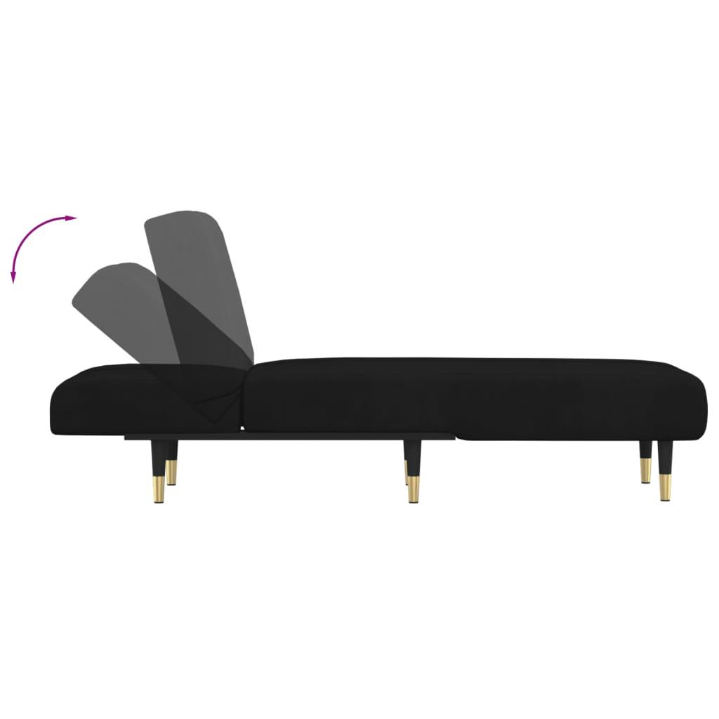 Sofa Poilsio gultas, juodos spalvos, aksomas