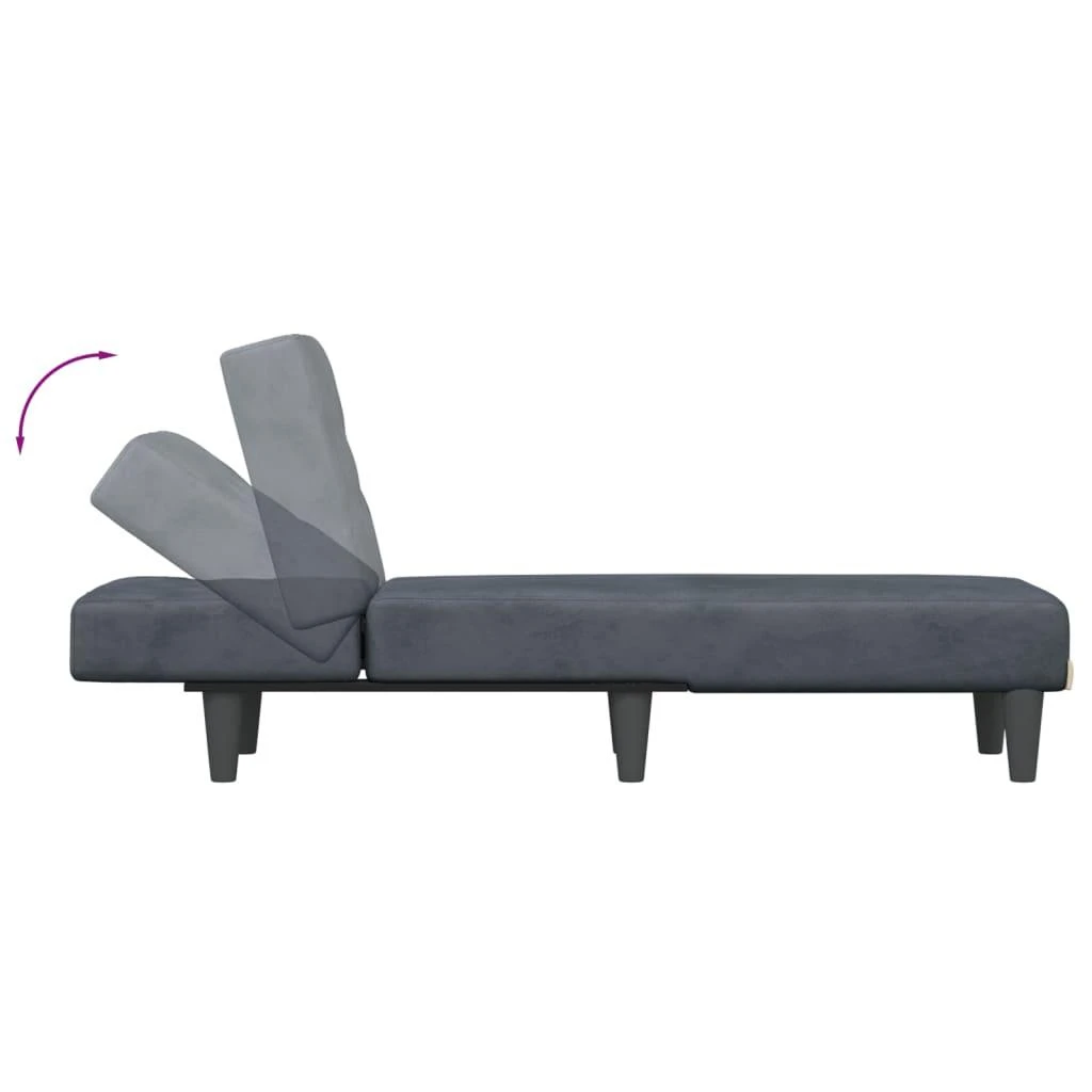 Sofa Poilsio gultas, tamsiai pilkos spalvos, aksomas