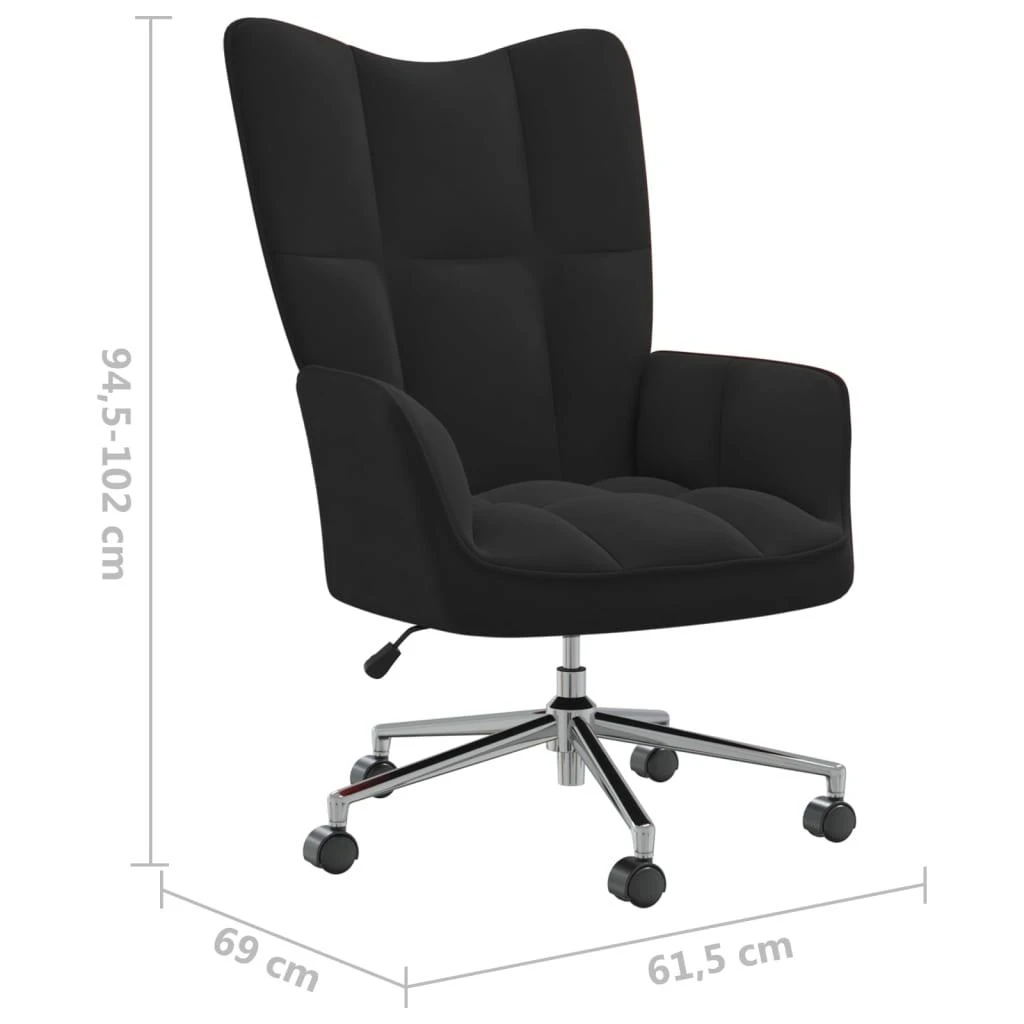 Fotelis Poilsio kėdė, juodos spalvos, aksomas