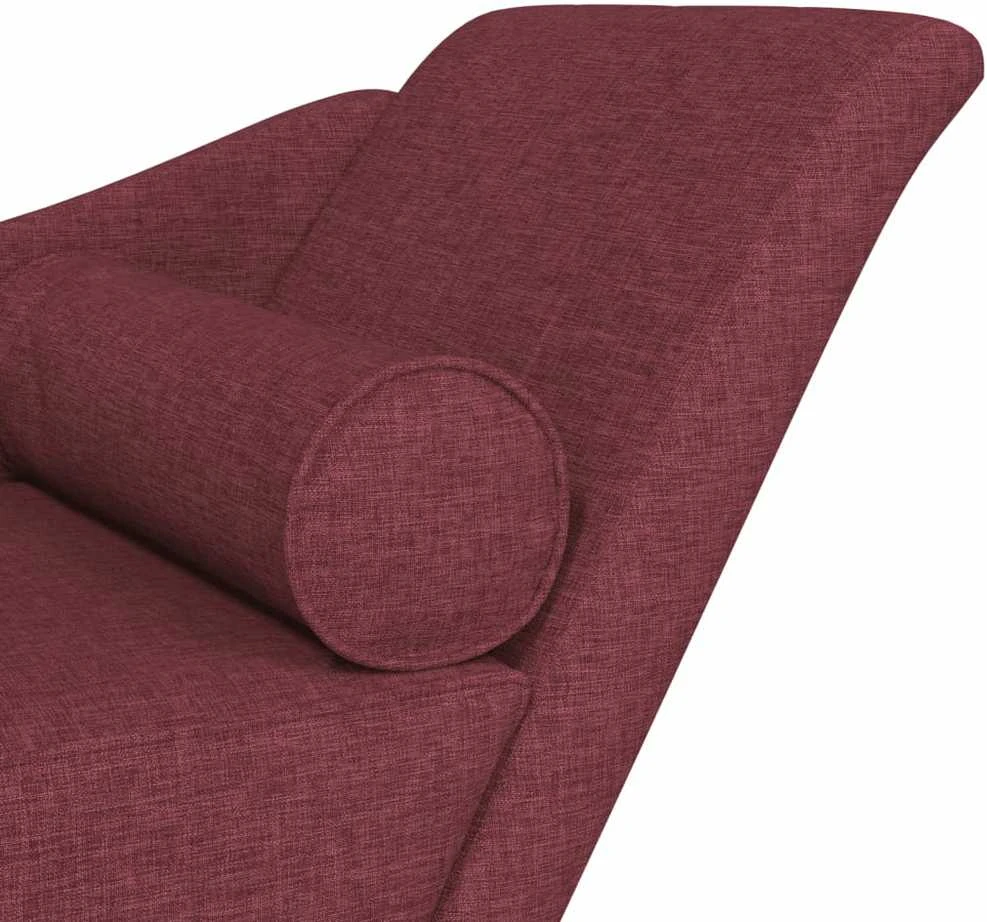 Poilsio sofa su ilga pagalve, raudonojo vyno spalvos, audinys